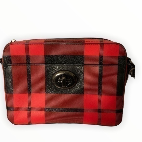 COACH Plaid Turnlock Camera Bag Messenger bag